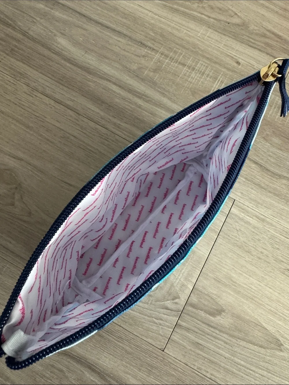 NWOT Blue Plaid Travel Makeup Bag